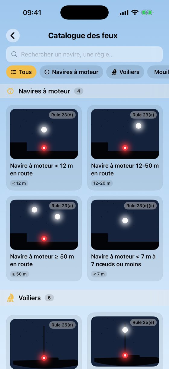 Catalogue des feux de navigation COLREG