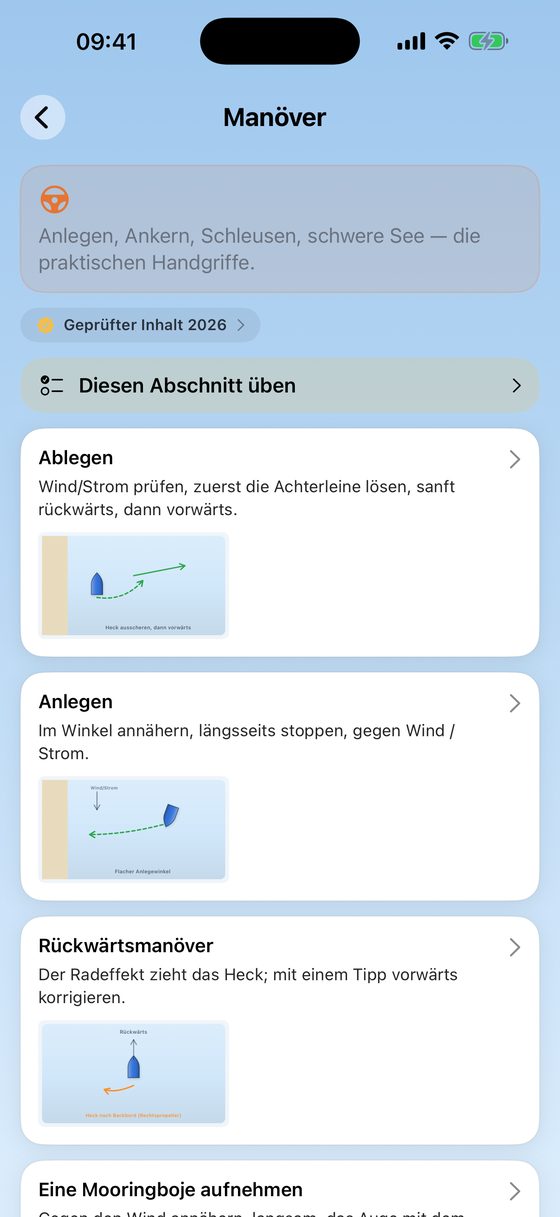 Manöver mit Schritt-für-Schritt-Diagrammen