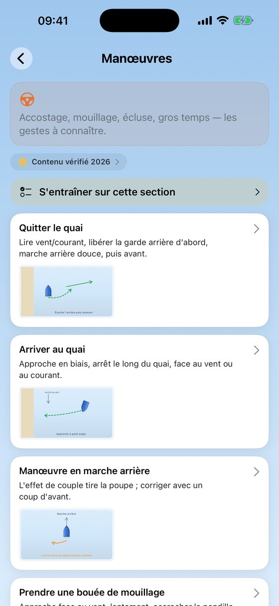 Manœuvres avec schémas pas à pas