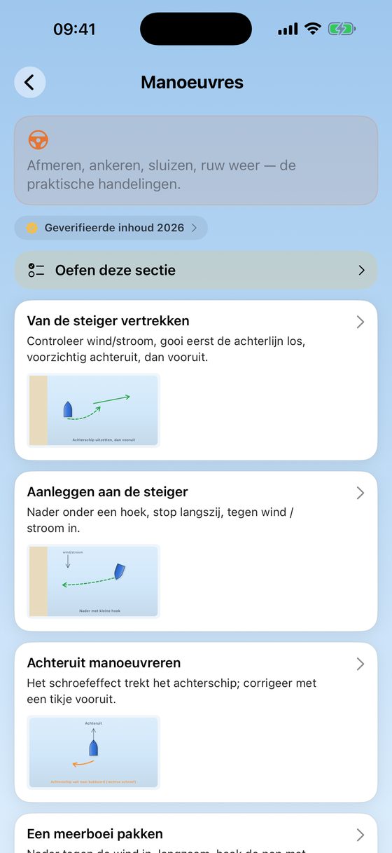 Manoeuvres met stapsgewijze schema's
