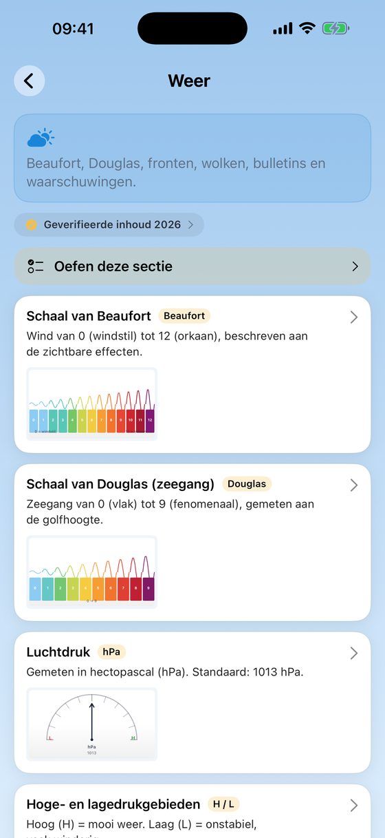 Marien weer: schalen van Beaufort en Douglas