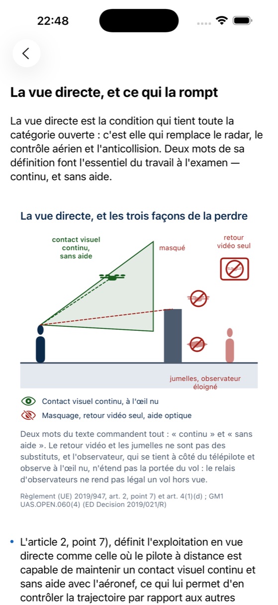 Fiche de cours We Drone sur la vue directe, avec son schéma