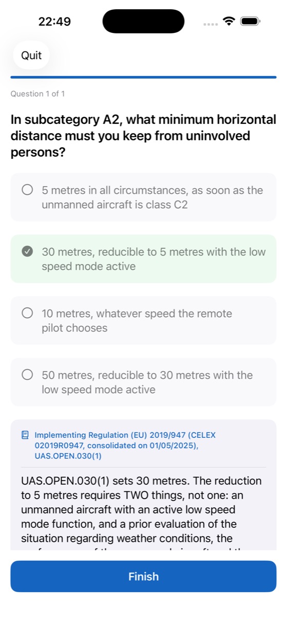 A We Drone question on the A2 horizontal distance, corrected, with its source
