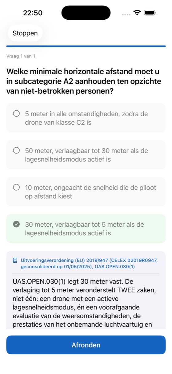We Drone-vraag over de horizontale afstand in A2, verbeterd, met bron