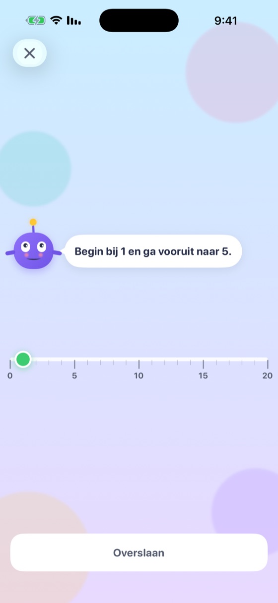 Een We Math-oefening: een getal op een getallenlijn plaatsen